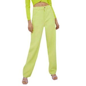 Liu Jo Neon Yellow/Lime Green Straight-Leg Pants Size 28